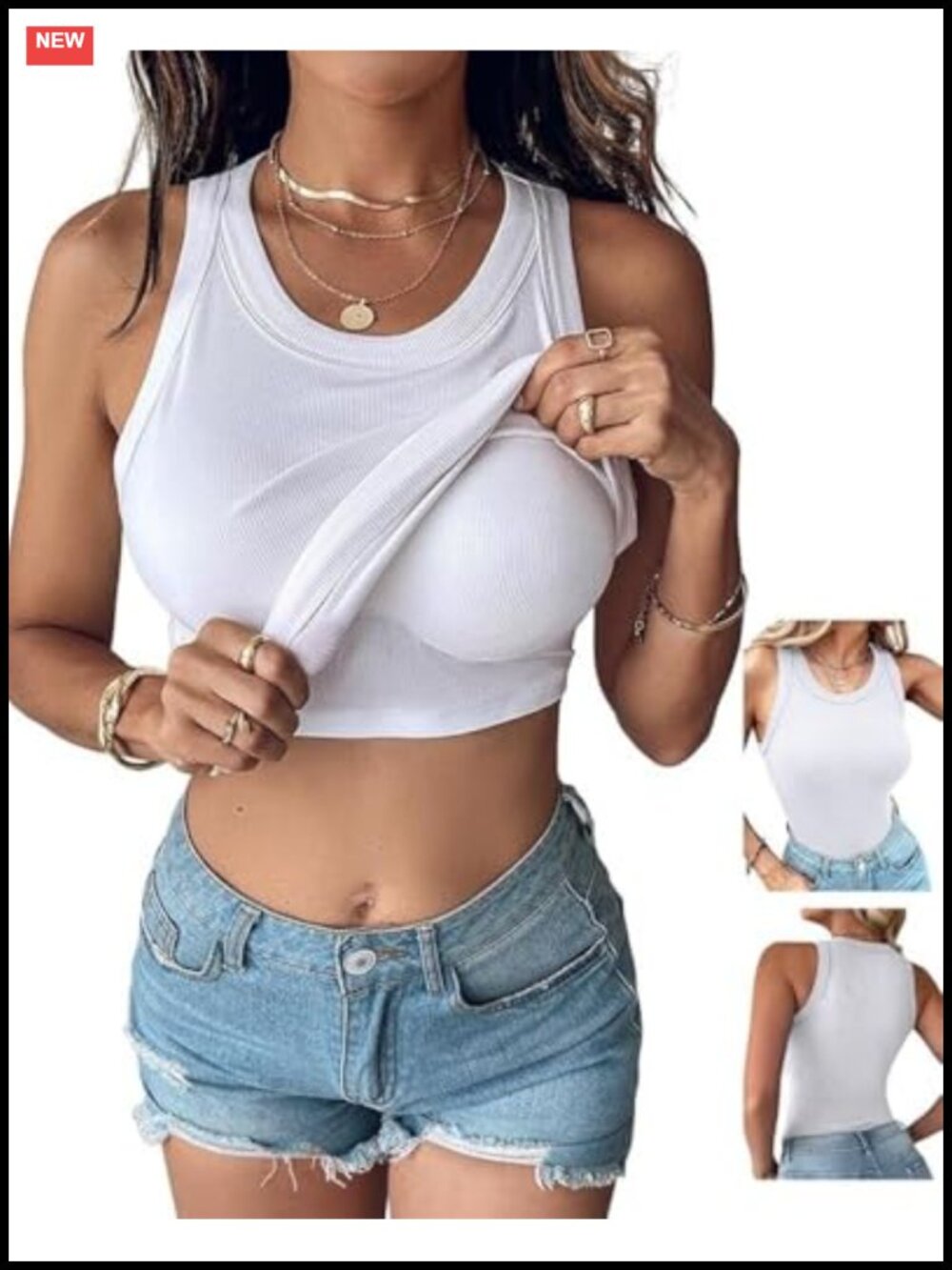 Womens Tank Top with Built in Bra Sleeveless Ribbed Racerback Shirt